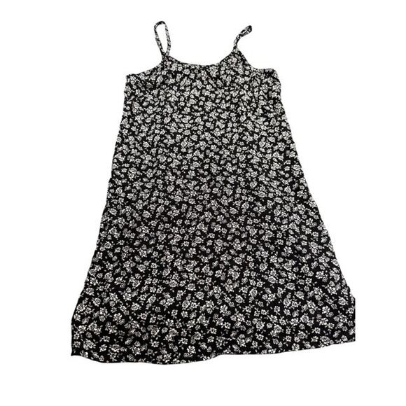 Art Class Dress Girls 7-8 Medium Black White Floral Spaghetti Strap Rayon Summer - Picture 2 of 7
